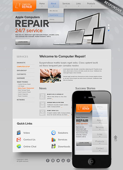 Computer Repair Wordpress template ID:300111499