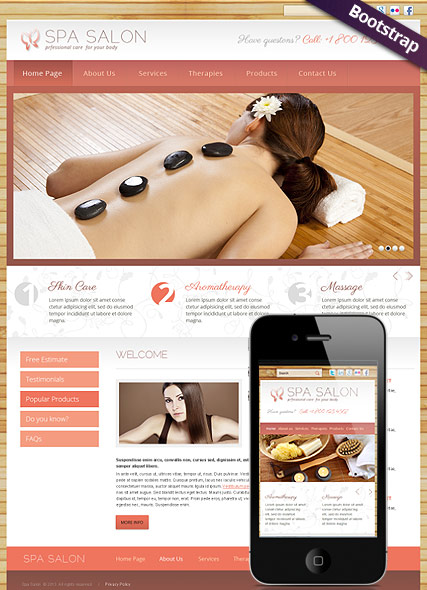 Spa Salon Bootstrap template ID:300111632