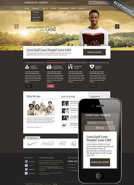 Christian Church Wordpress template ID:300111660