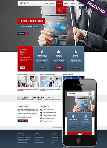 Mobile Bootstrap template ID:300111730