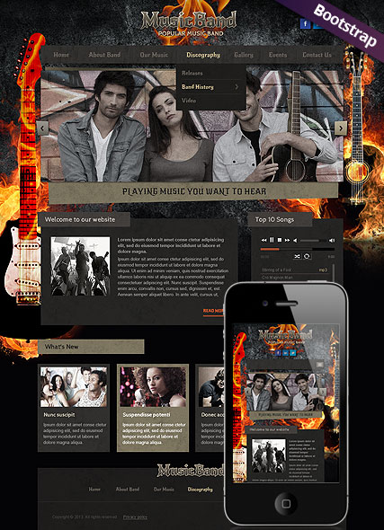 Music Band Bootstrap template ID:300111765